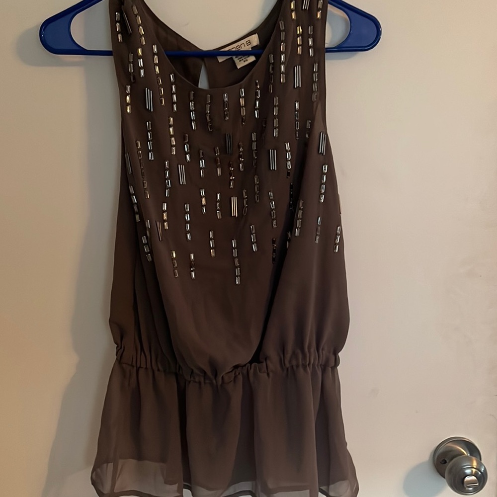 Dark Gray sleeveless detailed blouse